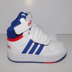 Adidas Hoops Mid 3.0 Toddler 6  6K White Blue Red 3 Stripe Sneaker GZ9650